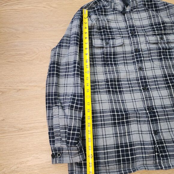 LL Bean Fleece Lined Flannel Shacket Mens L REG Traditional Fit Blue Plaid - Picture 4 of 14